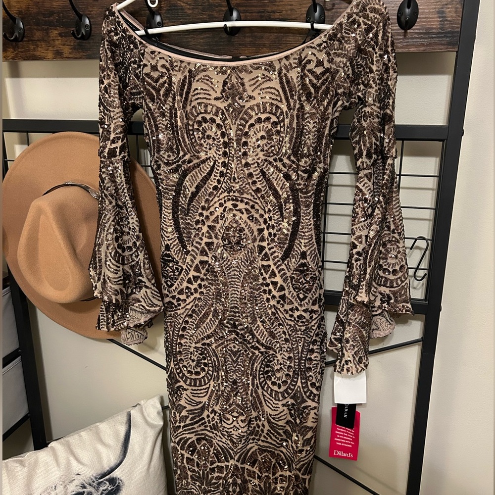 COPY - Betsy & Adam Off-the-shoulder sequin dress